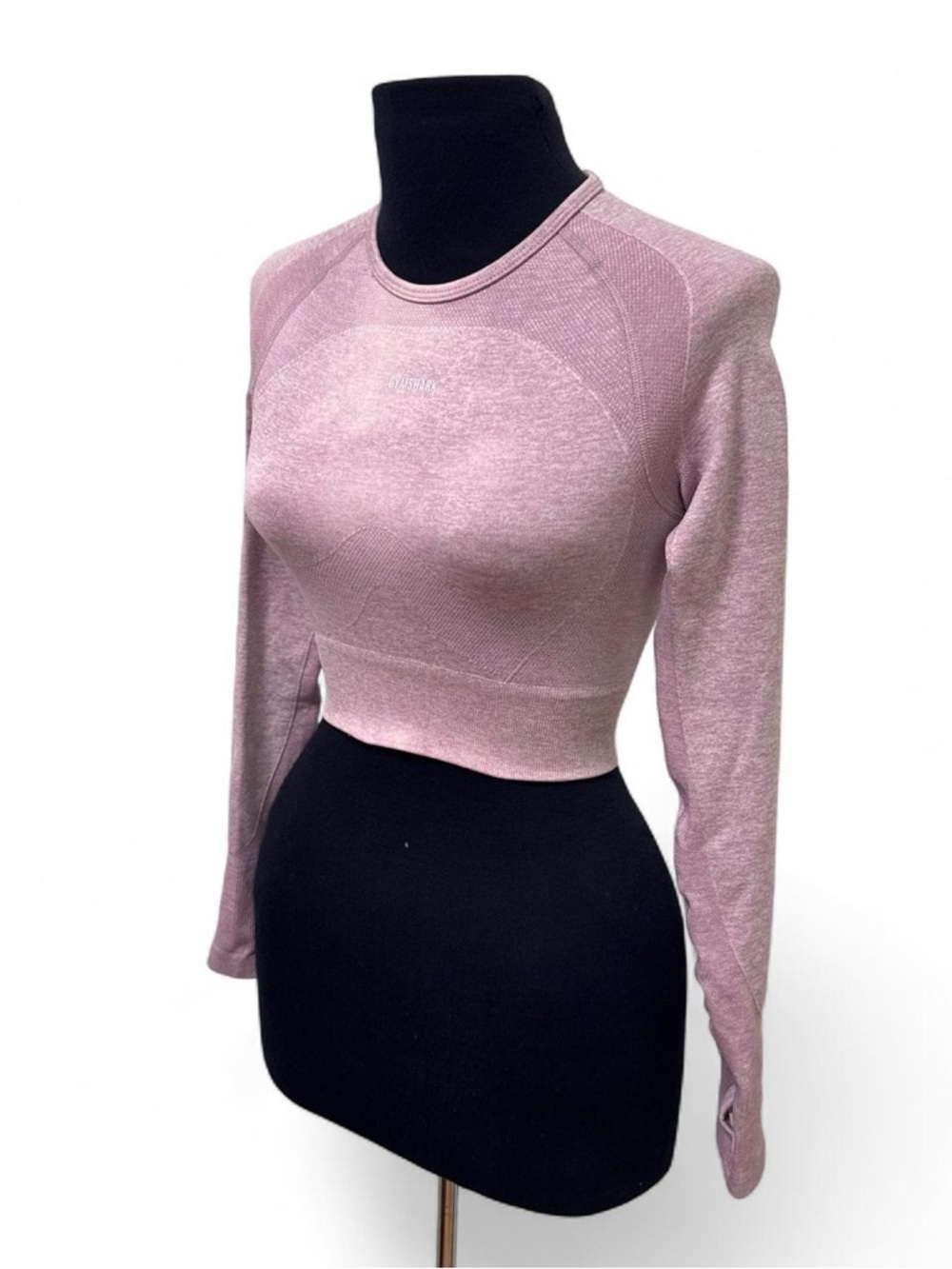 Pink Gymshark Long-Sleeve Athletic Crop Top